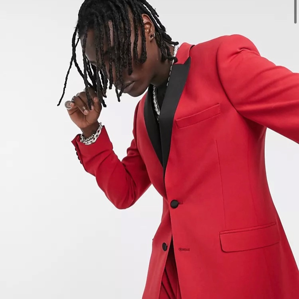 ASOS DESIGN Super Skinny Blazer in Red